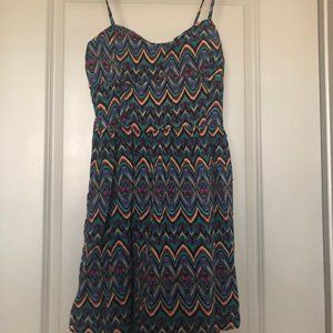 Spaghetti Strap Multi Colored Print Dress